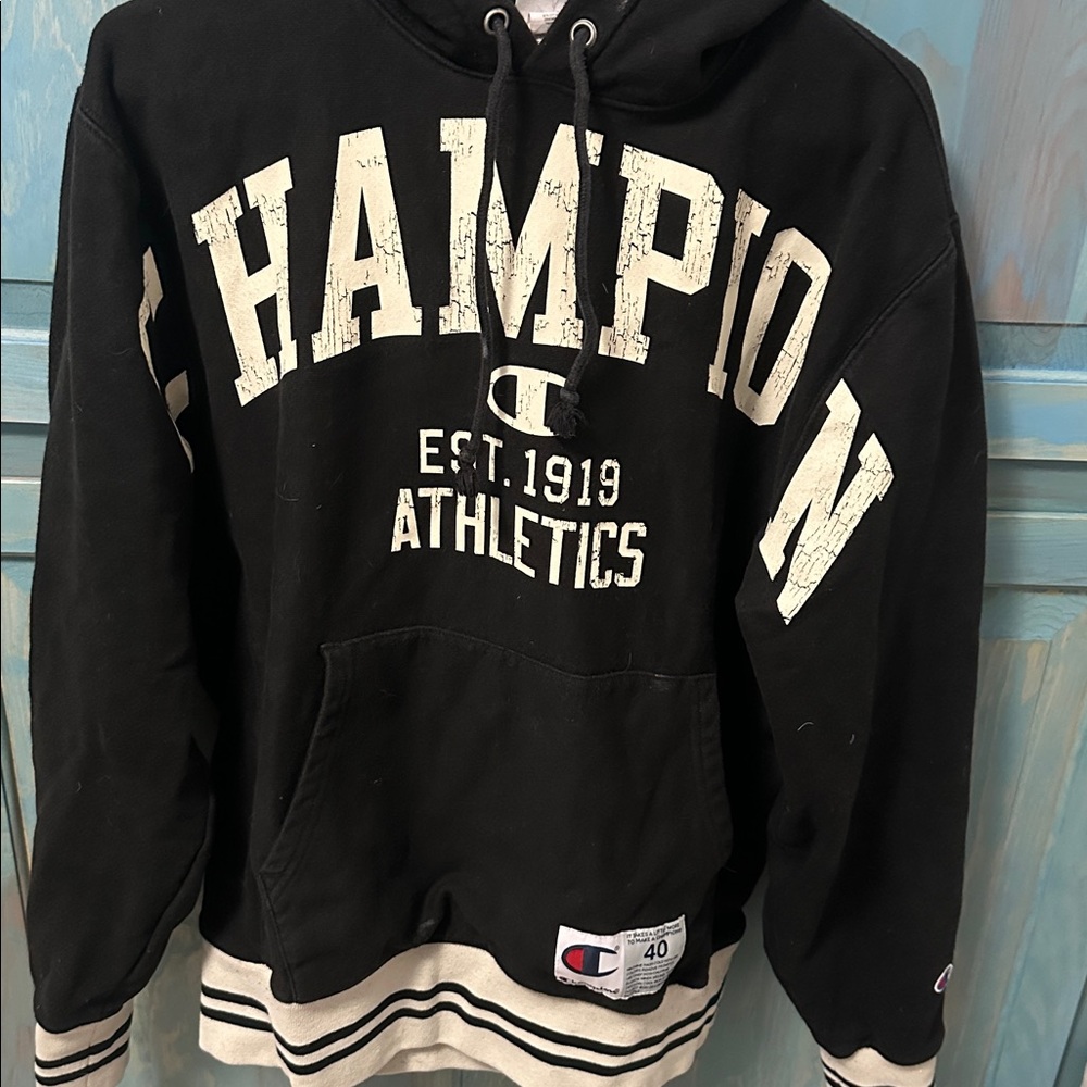 Champion Black and White Athletics Hoodie